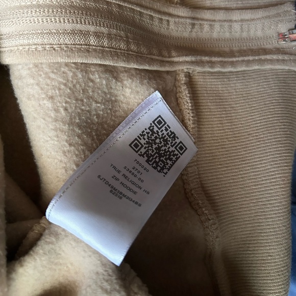 -True Religion Hoodie Mens Zip Hoodie Stone Graphic Print Double - Sided Size S - Picture 3 of 6